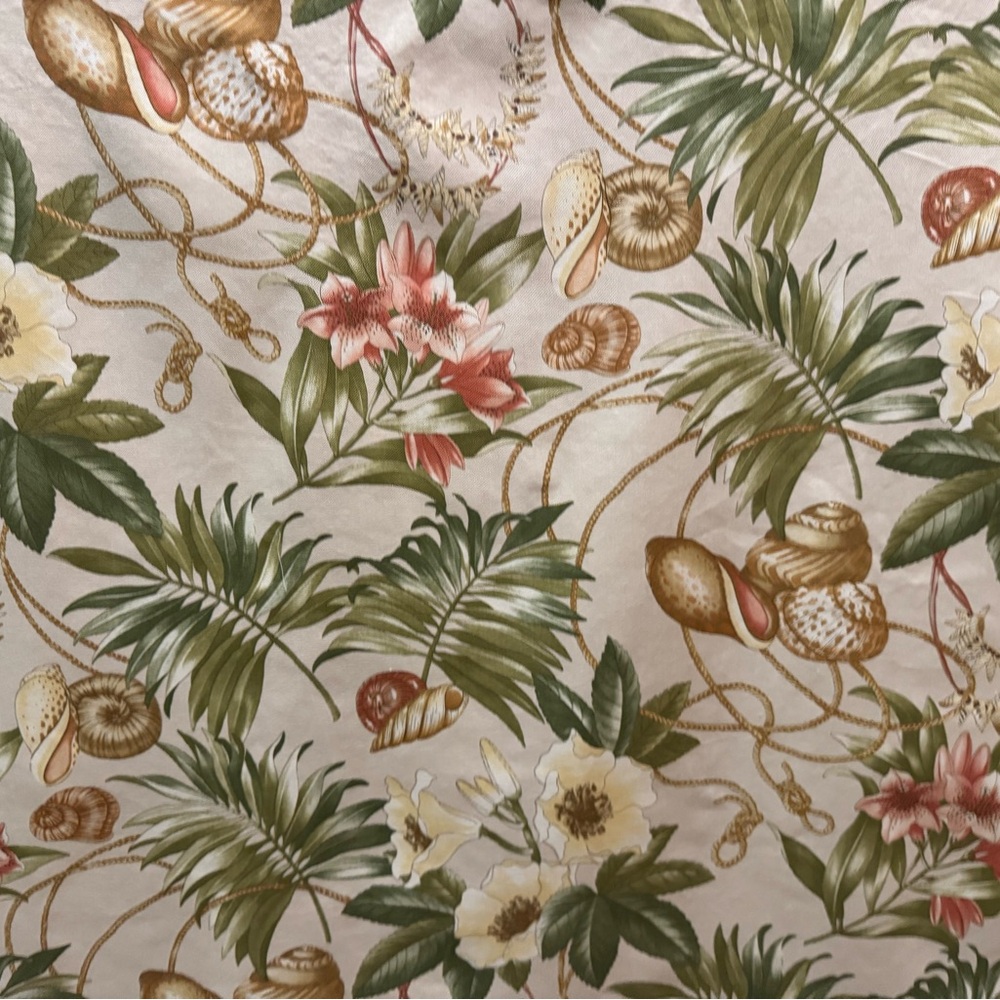 Robert Allen Home Fabric Seashells Tiger Lilies Palm Fronds 53” W X 2-1/3 Yds